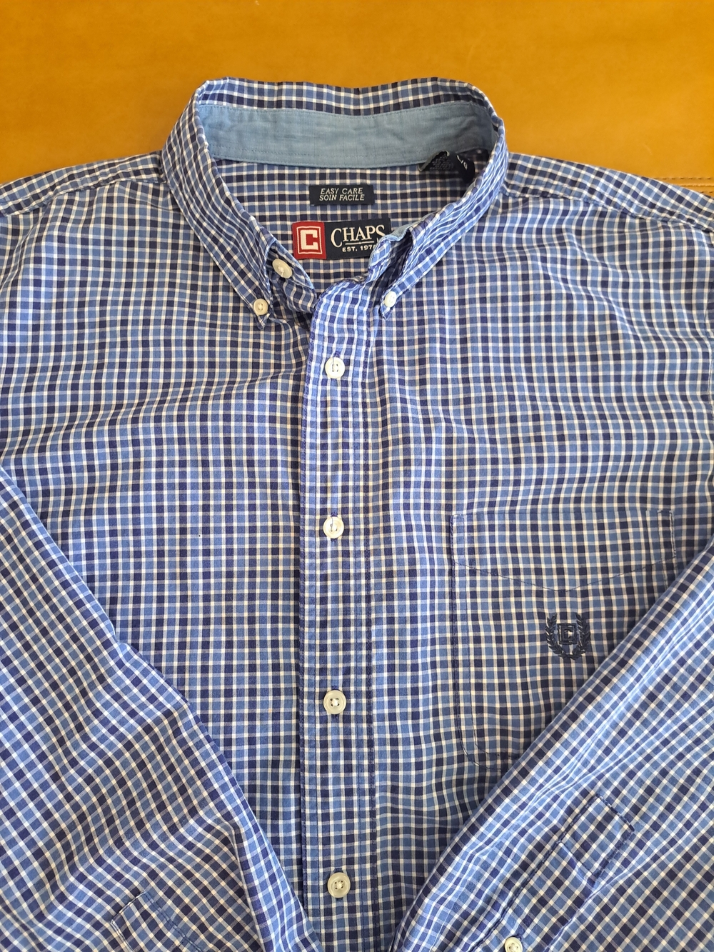 Chaps Men's Blue Plaid Button-Down Shirt
